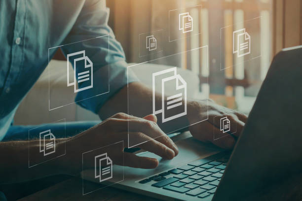document management concept, digital documentation icons